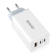 SAVIO LA-07 GaN 65W mains charger  USB  QC4.0+  PD 3.0  White