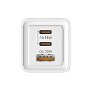 SAVIO LA-07 GaN 65W mains charger  USB  QC4.0+  PD 3.0  White