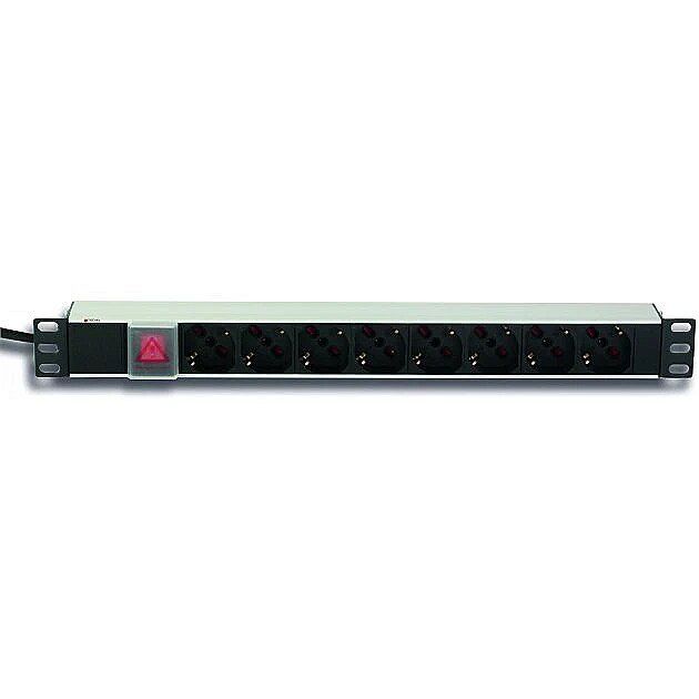 Rack Power Strip 1U 8x Schuko/UNEL  cable C20 3m  16A