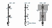 Gembird MA-D2-02 Adjustable 2-display vertical desk mount  17”-32”  9kg