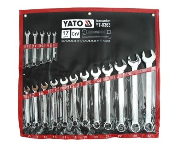 YATO SATIN COMBINATION SPANNERS 17 pcs. 8-32mm CASE 0363