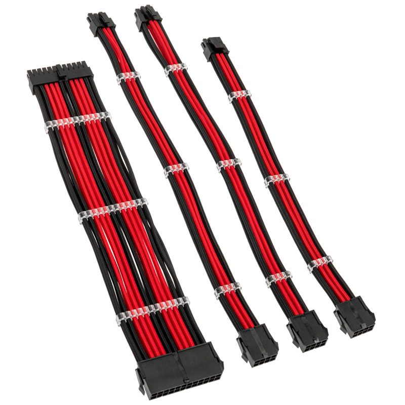 Kolink Core Standard Braided Cable Extension Kit - Jet Black/Racing Red
