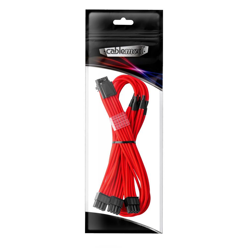 CableMod RT-Series PRO ModMesh 12VHPWR to 3x PCI-e Cable for ASUS/Seasonic - 60cm  red