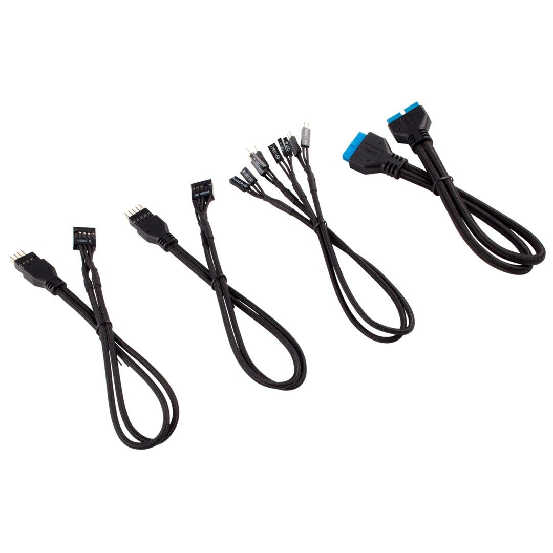 Corsair Premium Sleeved Front Panel Cable Extension Kit  Black