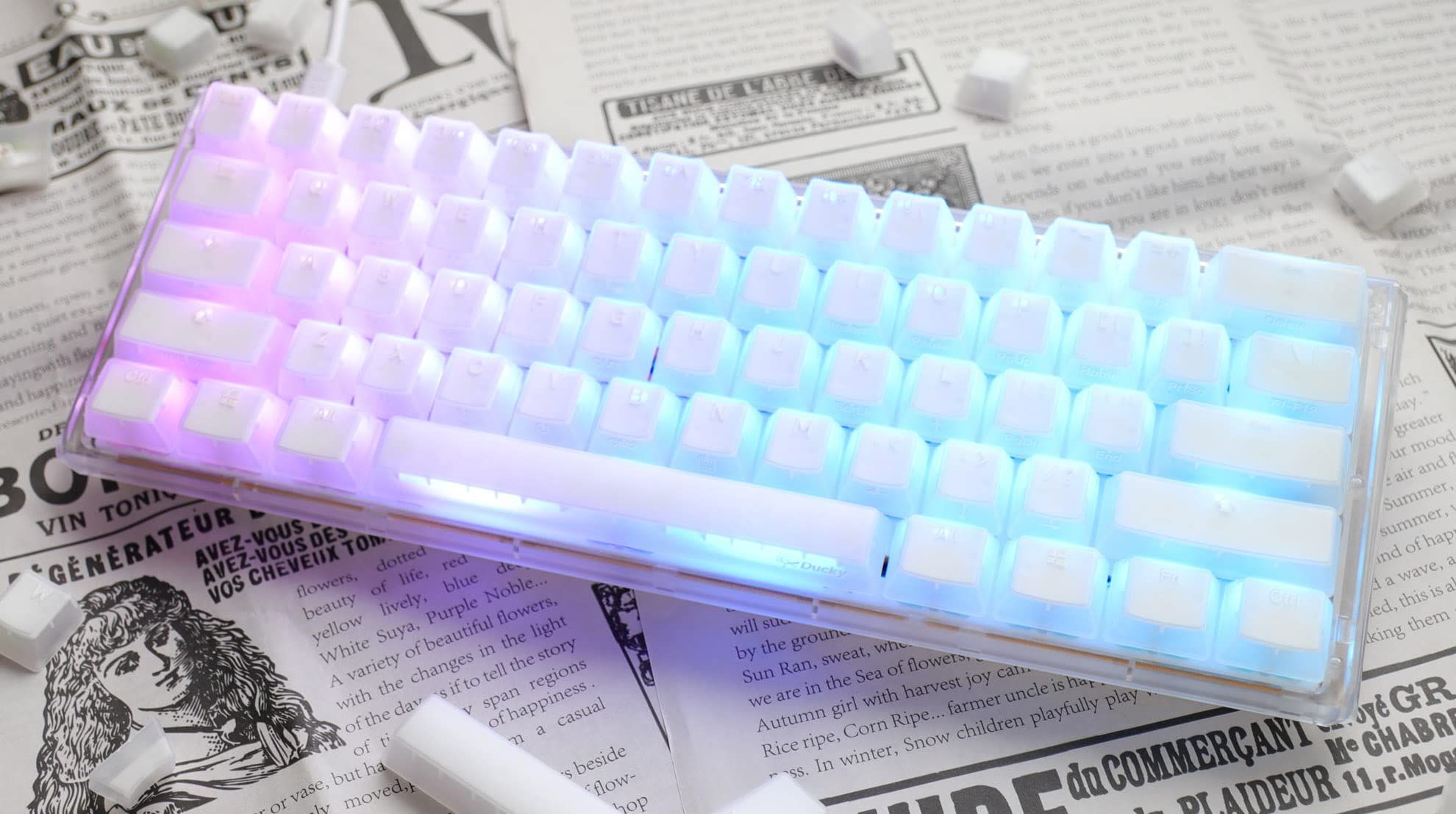 Ducky One 3 Aura White Gaming Keyboard  RGB LED - Kailh Jellyfish Y