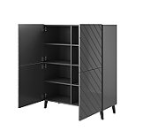 Shelving unit ABETO 100.5 x 40 x 121.5 cm graphite/glossy graphite