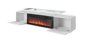 RTV cabinet ROVA with electric fireplace 190x37x48 white/gloss white