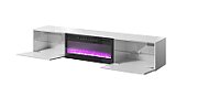 RTV cabinet SLIDE 200K with electric fireplace 200x40x37 cm all in gloss white