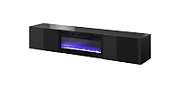 RTV cabinet SLIDE 200K with electric fireplace 200x40x37 cm all in gloss black