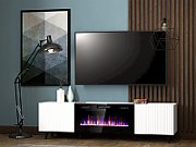 RTV cabinet PAFOS EF with electric fireplace 180x42x49 cm white matt