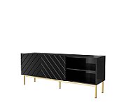 ABETO RTV cabinet on golden steel frame 150x42x60 black/gloss black