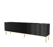 ABETO RTV cabinet on golden steel frame 200x42x60 black/gloss black