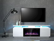 RTV EVA cabinet with electric fireplace 180x40x52 cm white/gloss white
