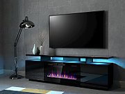 RTV EVA cabinet with electric fireplace 180x40x52 cm black/gloss black
