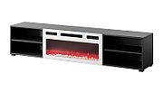 RTV cabinet POLO 180x33x39 black + fireplace white