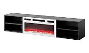 RTV cabinet POLO 180x33x39 black + fireplace white