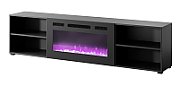 RTV cabinet POLO 200x33x50.5 black + fireplace black