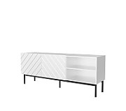 ABETO RTV cabinet on black steel frame 150x42x60 cm white/gloss white