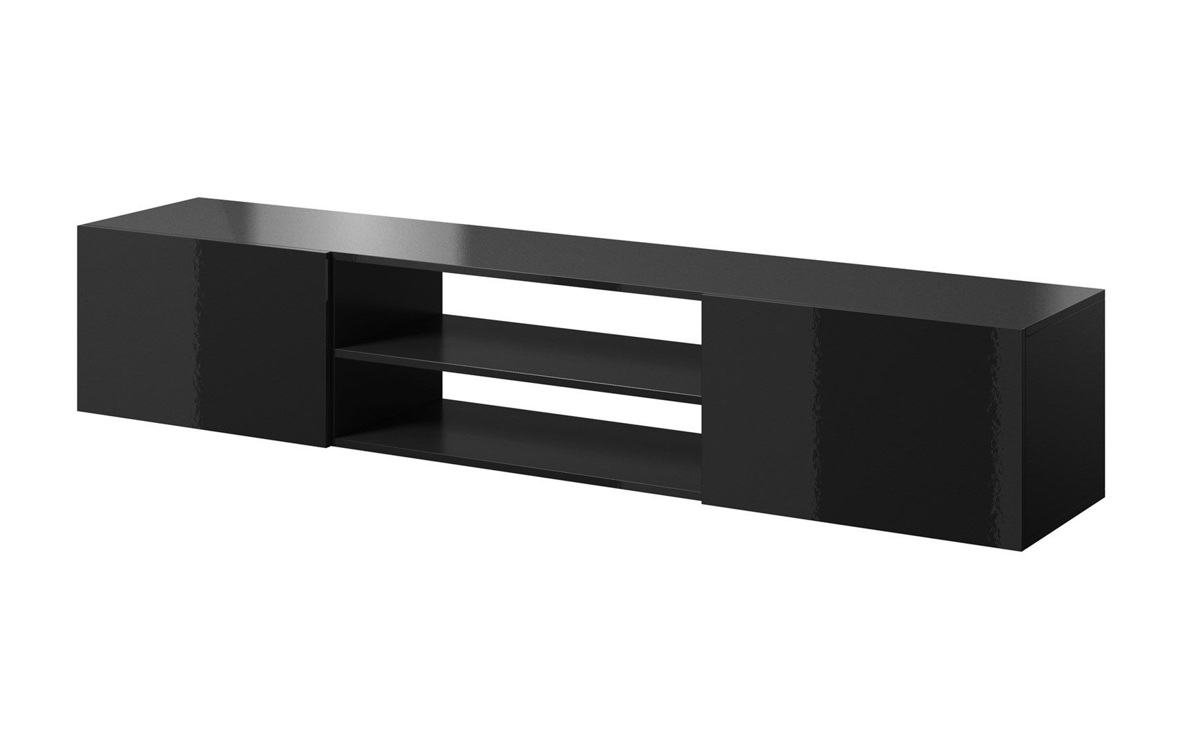 RTV cabinet SLIDE 200K 200x40x37 cm all in gloss black