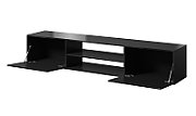 RTV cabinet SLIDE 200K 200x40x37 cm all in gloss black