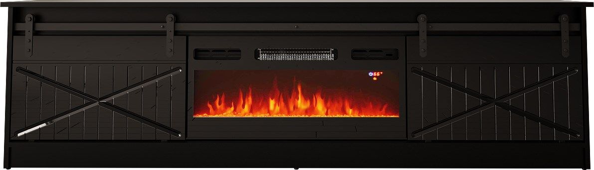 RTV GRANERO + fireplace cabinet 200x56.7x35 black/black gloss