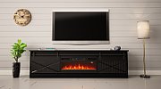 RTV GRANERO + fireplace cabinet 200x56.7x35 black/black gloss