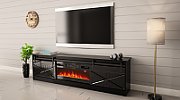 RTV GRANERO + fireplace cabinet 200x56.7x35 black/black gloss