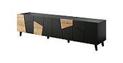 RTV cabinet ETNA 200x42x52 black matt + oak craft