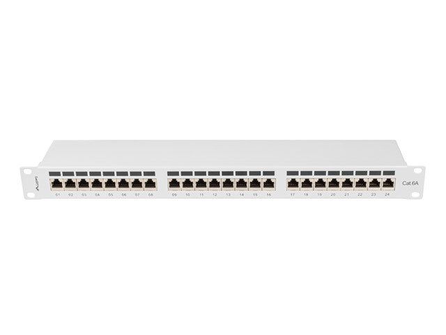 Patch panel Lanberg PPSA-1024-S, 19-inch, 1U, 24 prize RJ45 STP Cat.6a, gri