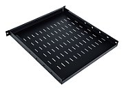 Adjustable shelf 19   1U  depth 500-900 mm  load capacity 100kg  mounting in 4 points  black  screws in set.