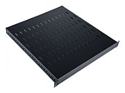 Adjustable shelf 19   1U  depth 500-900 mm  load capacity 100kg  mounting in 4 points  black  screws in set.