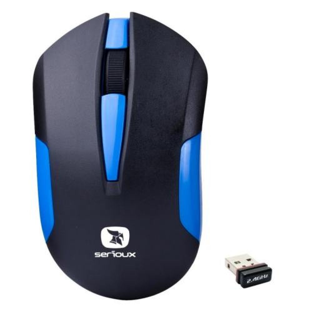 Mouse Serioux wireless, Drago 300, 1000dpi, albastru, baterie AA inclusa, receptor nano, blister, USB