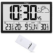 GreenBlue Extra Large LCD Wall Clock  Temperature  Date  GB218