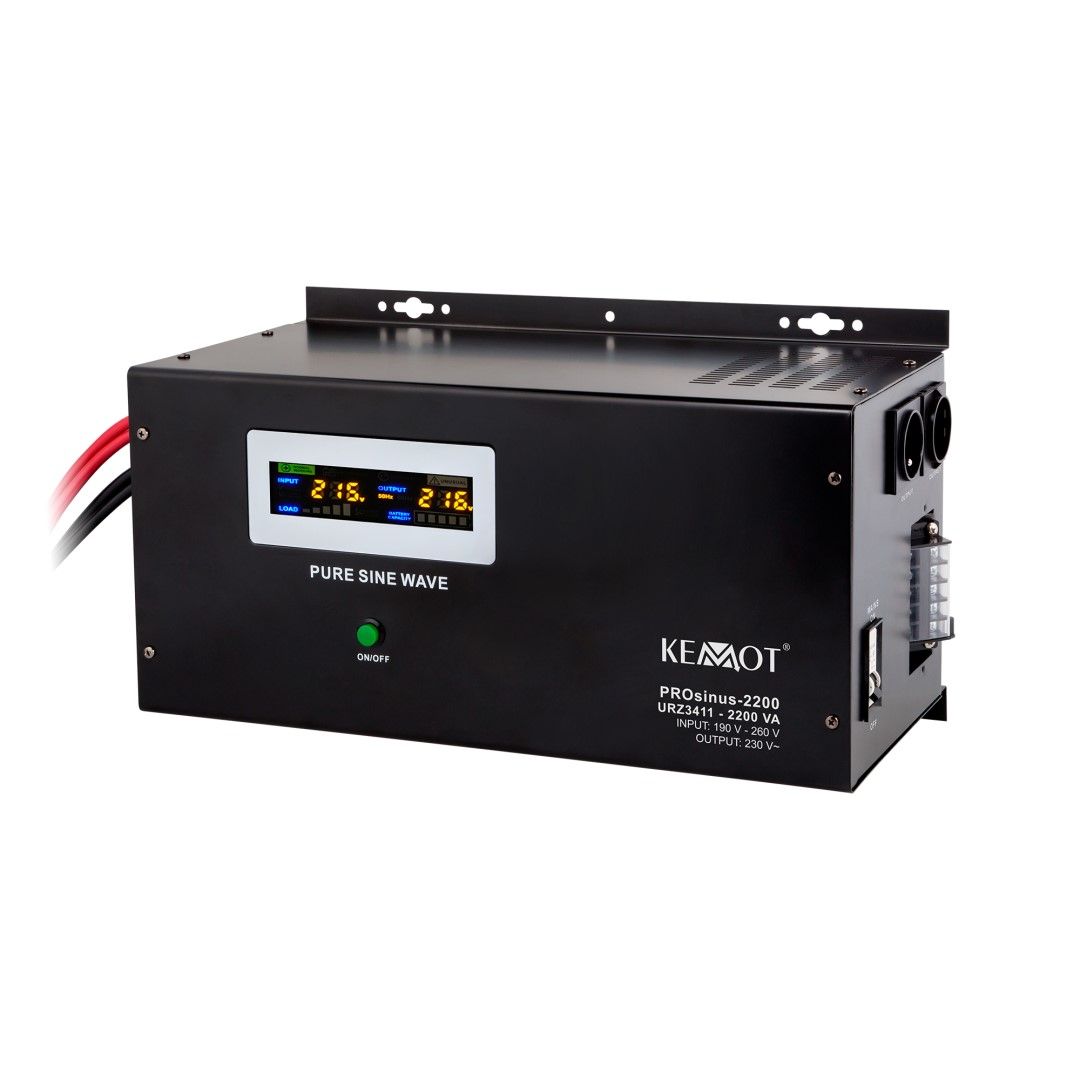 UPS Kemot LEC-URZ3411, 2200 VA, 1600 W, 2x Schuko, 12 V DC, Tower, Negru 