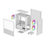 CARCASA DeepCool  CH360 DIGITAL WH , Mini Tower, ATX, fara sursa, 3xfan, USB 3.2 gen 1 x 1, USB 2.0 x 2, audio, PSU shroud, 4 sloturi expansiune, iluminare ARGB, alb,  R-CH360-WHAPE3D-G-1  (timbru verde 0.24lei)