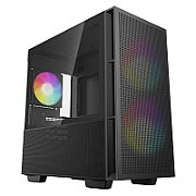 CARCASA DeepCool  CH360 , Mini Tower, ATX, fara sursa, 3xfan, USB 3.2 gen 1 x 1, USB 2.0 x 2, audio, PSU shroud, 4 sloturi expansiune, iluminare ARGB, negru,  R-CH360-BKAPE3-G-1  (timbru verde 0.24lei)
