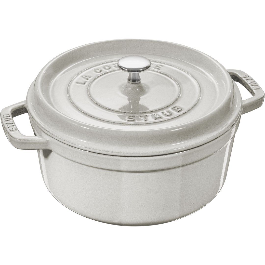 Staub Round Cast Iron Pot - 6.7 ltr  White Truffle
