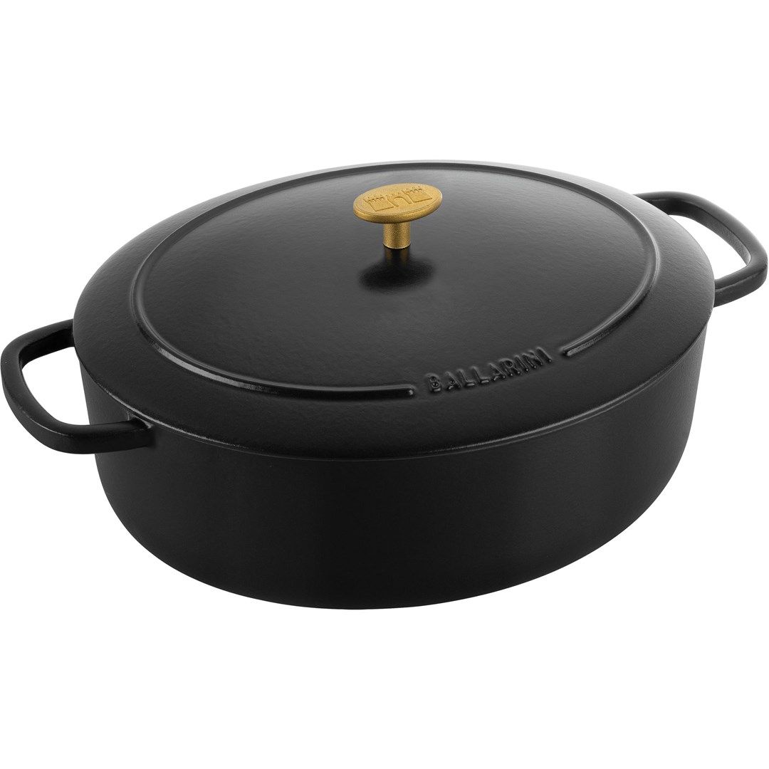 Ballarini Bellamonte Oval Cast Iron Casserole - Black  6.5 ltr
