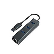 Savio AK-57 USB-A - 3 x USB-A HUB with RJ-45 Gigabit Ethernet adapter 5000 Mbit/s grey USB 3.2 Gen 1 (3.1 Gen 1) Micro-B 5000 Mbit/s