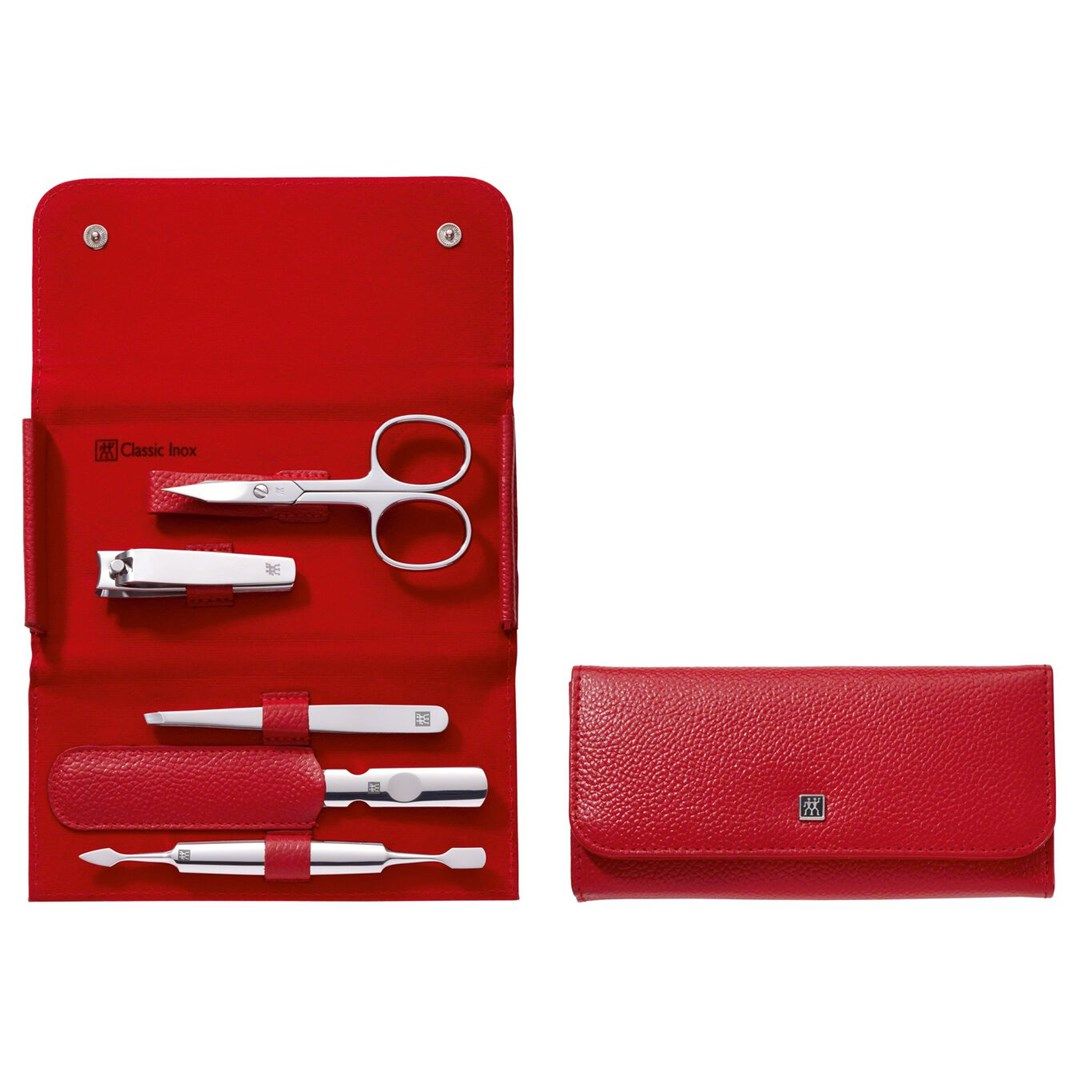 Zwilling Classic Inox Manicure Set – 5 pcs Leather Pouch - Red