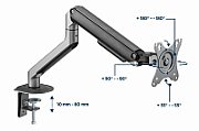 Gembird MA-DA1-05 Desk mounted adjustable monitor arm  17”-32”  up to 9 kg  space grey
