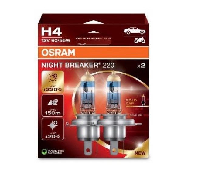 OSRAM NIGHT BREAKER 220 H4 CAR HALOGEN BULB 2 pc(s)