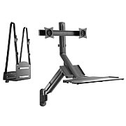 Maclean Dual Monitor & Keyboard Wall Mount  Gas Spring with Computer Mount  for 17 ~27  Monitors  MC-633 for