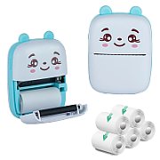 Extralink Kit | Thermal printer EPP-002 Blue + Self-adhesive thermal paper 5 rolls |