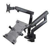Maclean MC-813 Dual Desk Mount for a Monitor and a Laptop 17  -32  2x8kg VESA 75x75  100x100