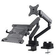 Maclean MC-813 Dual Desk Mount for a Monitor and a Laptop 17  -32  2x8kg VESA 75x75  100x100