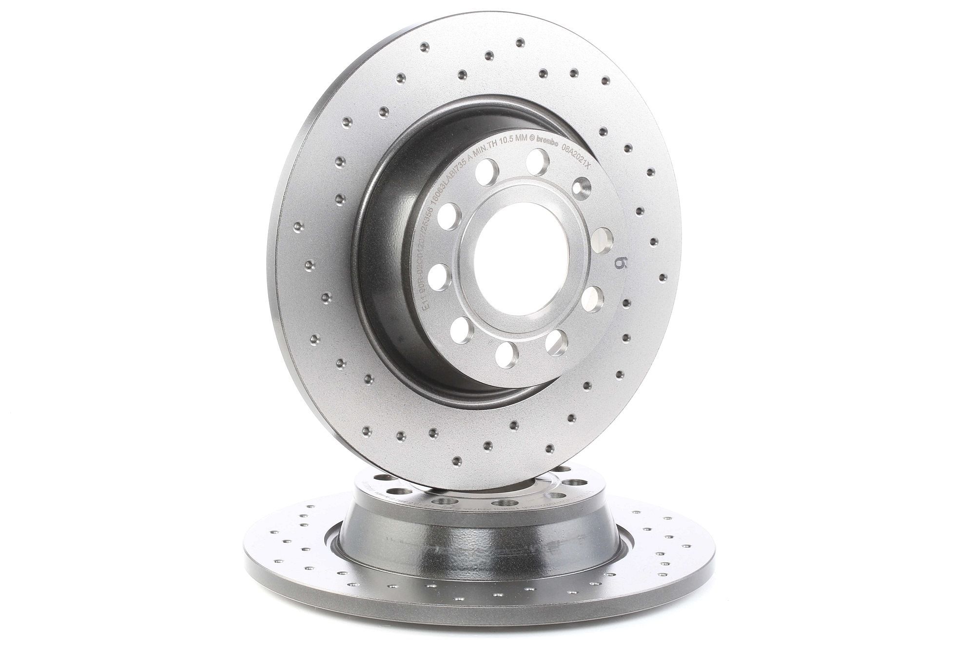 Brake disc  BREMBO Xtra  1pcs  Drilled  rear  L/R  avg. ext. 282 mm  thickness 12 mm  suitable for: AUDI A3  Q3 SEAT ALHAMBRA  ALTEA  ALTEA XL  LEON  TOLEDO III 1.2-3.6 02.03-