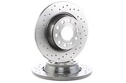 Brake disc  BREMBO Xtra  1pcs  Drilled  rear  L/R  avg. ext. 282 mm  thickness 12 mm  suitable for: AUDI A3  Q3 SEAT ALHAMBRA  ALTEA  ALTEA XL  LEON  TOLEDO III 1.2-3.6 02.03-