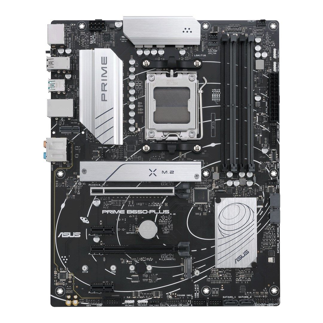 Asus | PRIME B650-PLUS | Processor family AMD | Processor socket AM5 | DDR5 DIMM | Memory slots 4 | Supported hard disk drive interfaces SATA  M.2 | Number of SATA connectors 4 | Chipset  AMD B650 | ATX