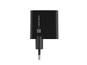 NATEC RIBERA GAN CHARGER 1x USB-A + 1x USB-C 65W BLACK